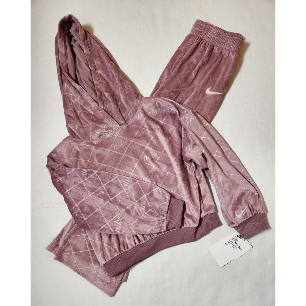 Nike Girls 6X Hoodie & Jogger Set Plum Dust